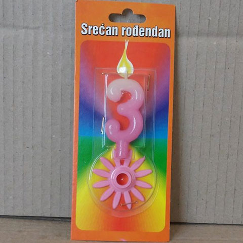 SVECICA RODJENDANSKA 3 ROZE